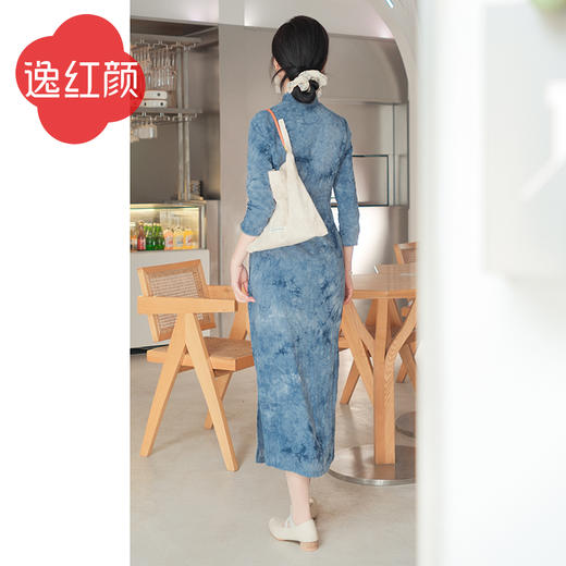 上海逸红颜 清宇 2025年春装新品棉麻扎染改良版文艺日常旗袍女 商品图3