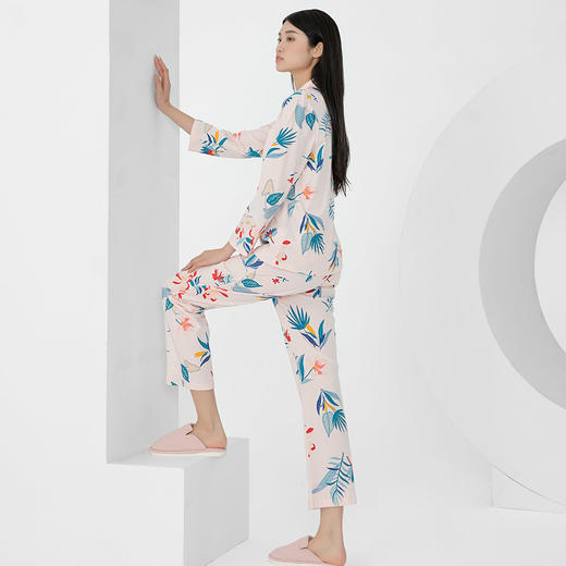 I'd爱帝女士针织纯棉印花长袖居服服套装 商品图6