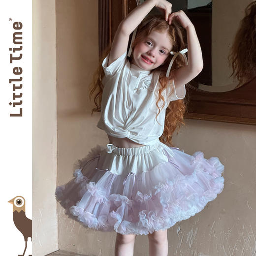 Littletime女童半身裙2025新款夏装小女孩公主风立体网纱tutu半裙 商品图1