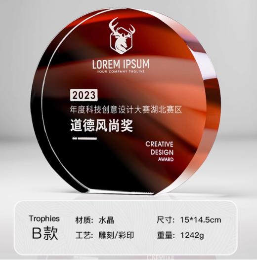 水晶奖杯定制定做高档创意彩印刻字荣誉奖牌年会优秀员工颁奖订制 商品图7