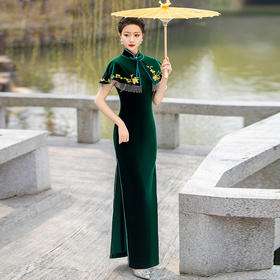 年轻复古改良修身披肩旗袍YD2406