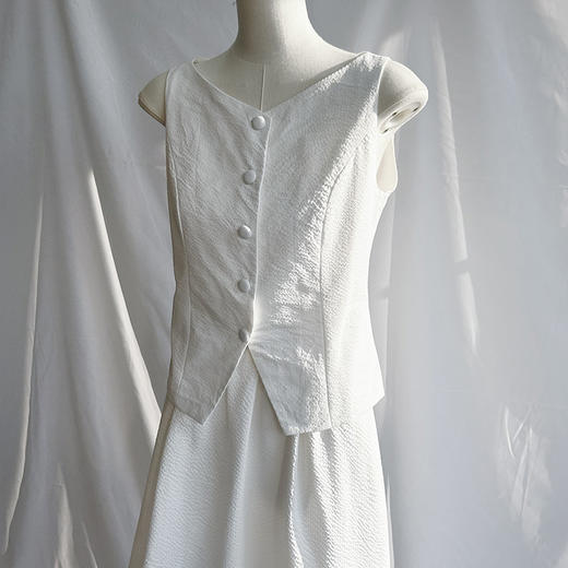 馥迦老钱风高级简约白色套装裙 商品图5