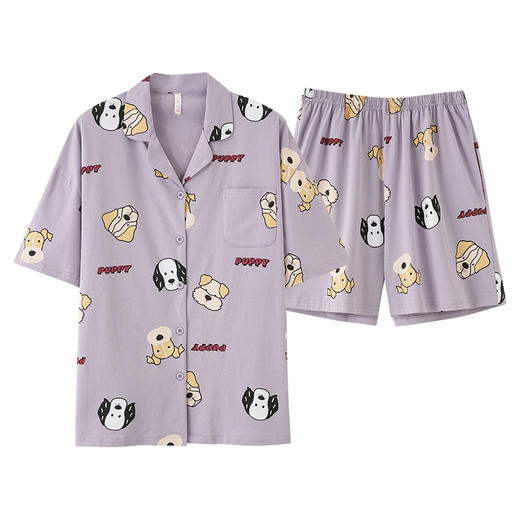 【抗菌新疆棉】自然醒「香氛初恋」纯棉情侣睡衣夏季男女士薄款短袖短裤大码宽松家居服套装JLM 商品图9