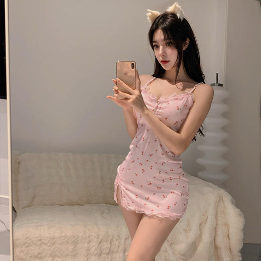 【性感清纯❗️纯欲少女碎花睡裙】花边蕾丝，柔软亲肤，舒适柔软，家居服套装情趣内衣睡衣连衣睡裙QQ 商品图3