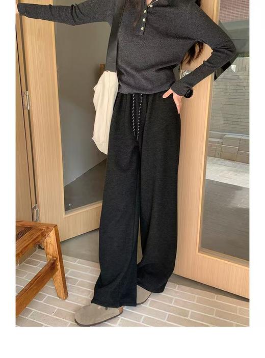 七夕福利-NO退【春秋】糯叽叽-花色绳压褶宽版显瘦直筒裤阔腿裤79198-喜出 商品图6