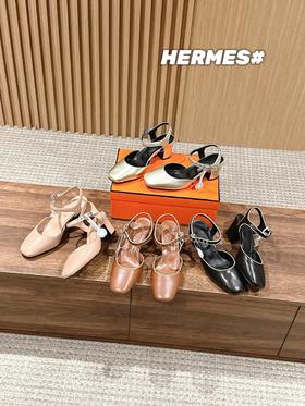 爱马仕25新款高跟粗跟玛丽珍芭蕾舞鞋（HC）
