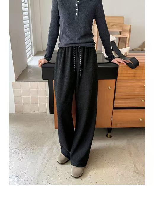 七夕福利-NO退【春秋】糯叽叽-花色绳压褶宽版显瘦直筒裤阔腿裤79198-喜出 商品图3