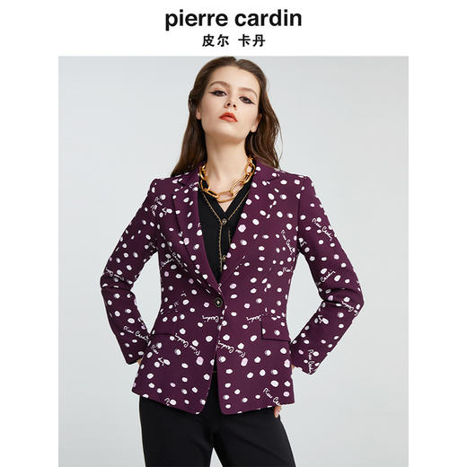 皮尔卡丹女装时尚干练LOGO印花修身西服外套P4339U4975Z3 商品图3