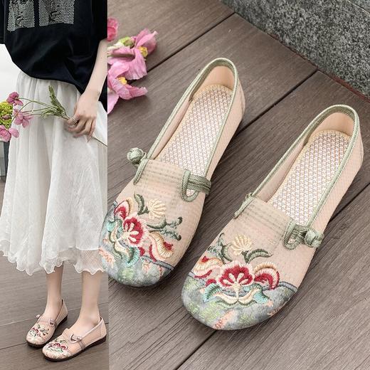 清完下架【意迪森】X6-NT96绣花一脚蹬夏季网面透气女鞋软底妈妈平底老北京布鞋 商品图0