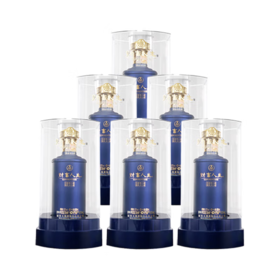 【单瓶133.1】五粮液股份 财富人生蓝韵 52度 浓香型白酒 500ml*6瓶整箱