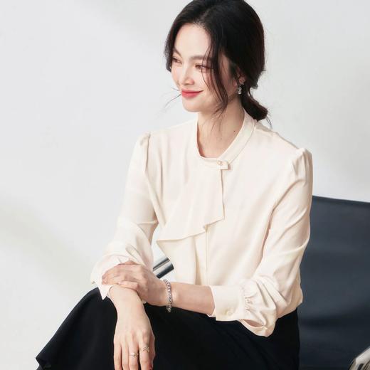【高货sh】全新升级【铂金会员174/天猫229/差价55】(12304) 洛诗琳25春轻职场温柔风不规则飘带衬衫通勤职业长袖衬衣 商品图3