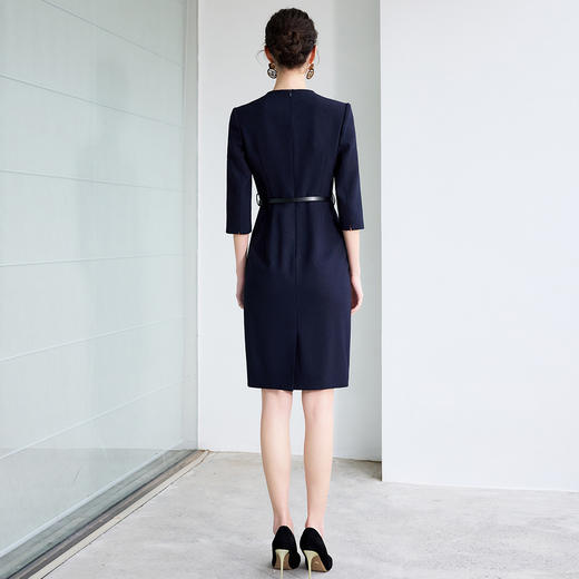 IWY/藏青色职业装西装七分袖连衣裙女新款春装气质女神范高端工作服Q1268 商品图4