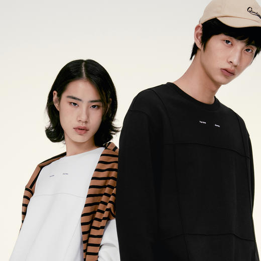 GXG男装 双色简情侣款简约男士圆领分割设计卫衣 秋季热卖 商品图2