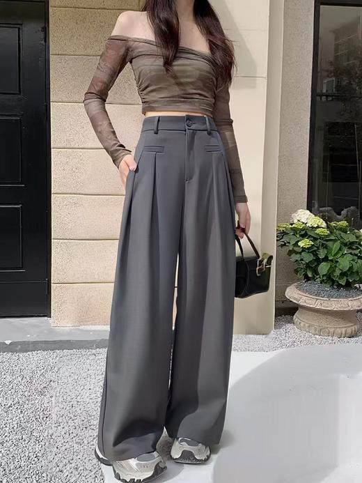 418感恩价【春上新】高级感西装阔腿裤春季宽松显瘦休闲拖地裤5808-喜出 商品图8