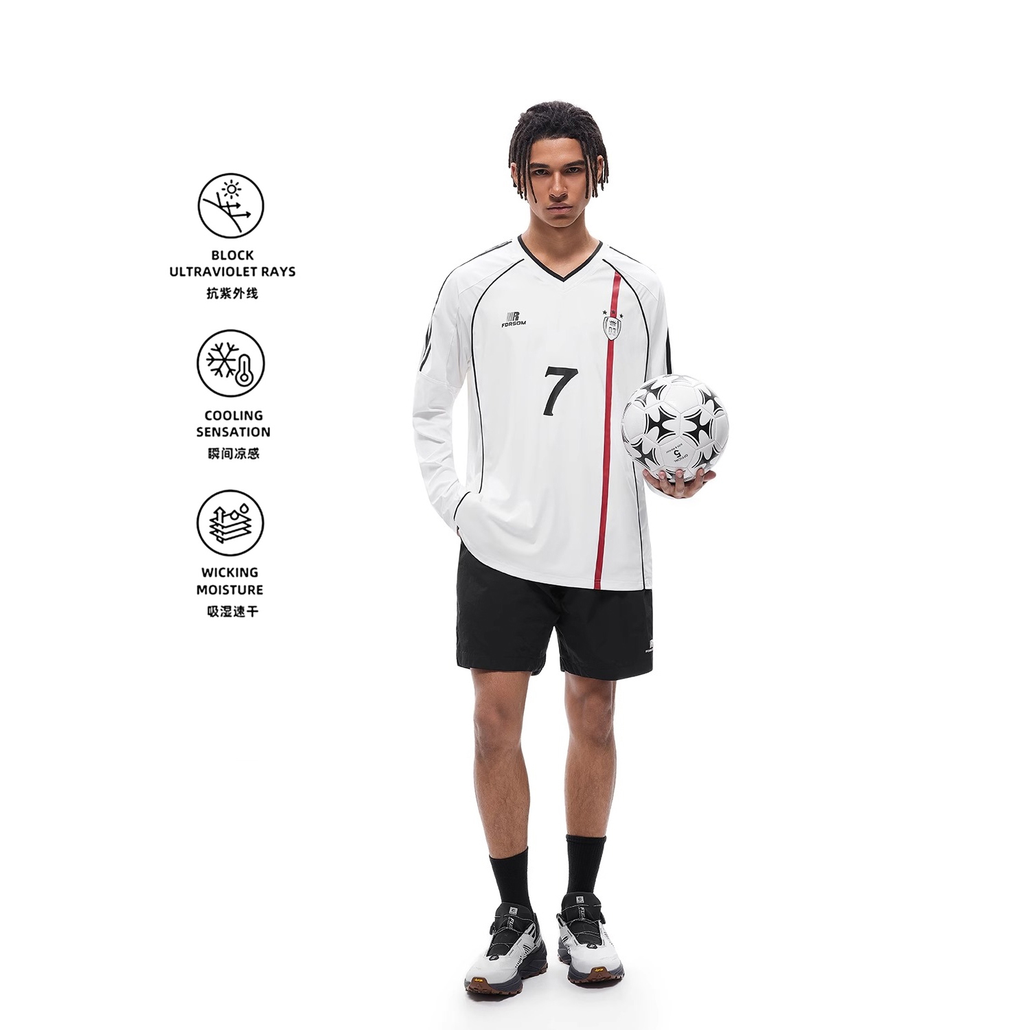 【178元任选3件】FDR官方店 织带V领速干长袖t恤男女春夏季美式凉感运动上衣球衣