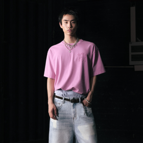 GOODBAI 916 星星logo贴布绣水洗圆领oversize短袖T恤