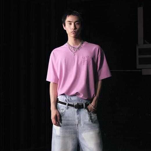 GOODBAI 916 星星logo贴布绣水洗圆领oversize短袖T恤 商品图0