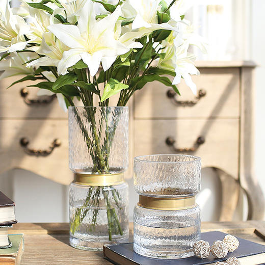 【3种规格可选】娜家欧式透明金属环镶嵌玻璃花瓶 商品图2