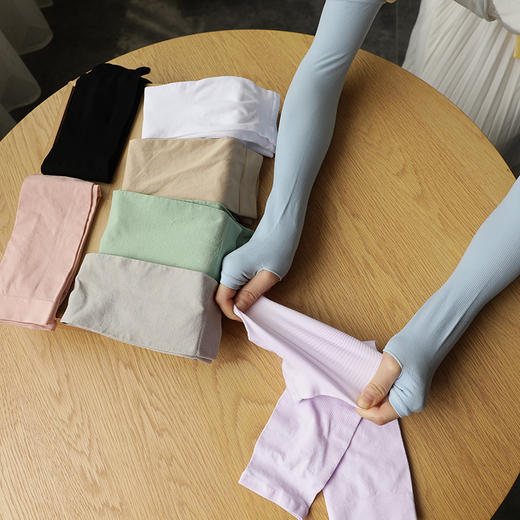 运动冰袖冰丝袖套防晒袖套户外骑行夏季防晒纯色护袖手套冰袖儿童冰袖 商品图3