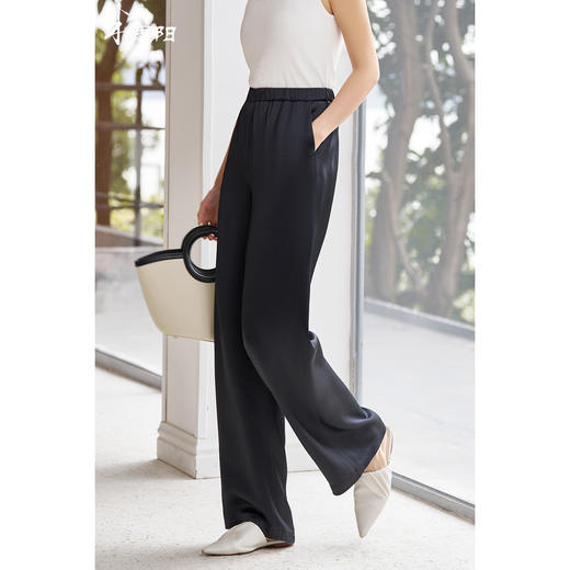 剩M/L 米思阳2026春季新款光泽感醋酸休闲长裤百搭通勤直筒阔腿裤女5732 商品图0