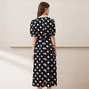 EITIE爱特爱时尚撞色波点收腰气质V领长裙显瘦连衣裙2025夏季新款B2507626 商品缩略图4