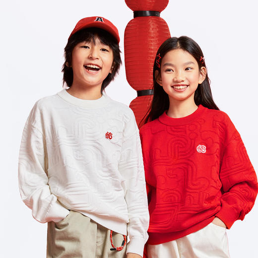 男女童圆领长袖棉线衫春季新款安奈儿童装EM514010 商品图2