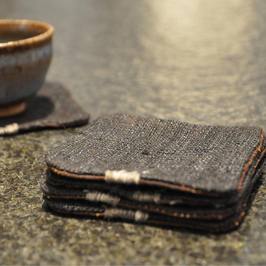 麻十 汉麻香云纱 双面茶席杯垫集合 商品图6