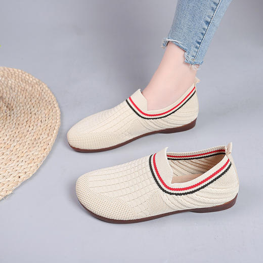 清完下架【意迪森】B25春季一脚蹬妈妈鞋平底飞织中老年布鞋软底懒人百搭女鞋 商品图0