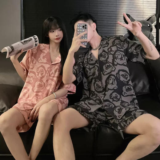 【可外穿❗️冰丝情侣睡衣套装】裸感无痕，丝滑亲肤，舒适柔软，凉感女夏季短袖高级感大码男士夏天家居服 商品图4