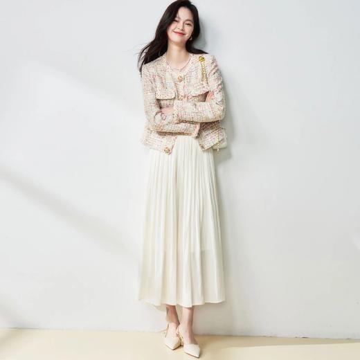 【高货sh】全新升级【铂金会员146/天猫199/差价53】(15210) 洛诗琳25春夏流光半身裙流动珠光感丝质百褶大裙摆A字裙 商品图2