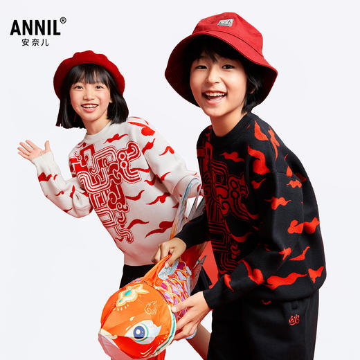 男女童圆领长袖针织衫春季新款安奈儿童装EM514006 商品图1