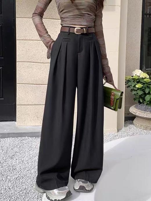 418感恩价【春上新】高级感西装阔腿裤春季宽松显瘦休闲拖地裤5808-喜出 商品图5