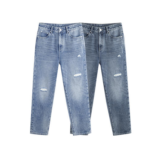 GXG夏季牛仔裤破洞设计宽松锥形牛仔裤男长裤 商品图4