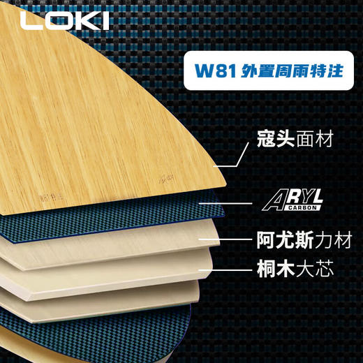 LOKI雷神W81外置周雨特注乒乓球拍底板外置碳素底板芳基碳纤维 商品图2