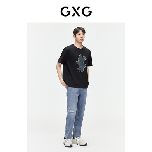 GXG夏季牛仔裤破洞设计宽松锥形牛仔裤男长裤 商品图1