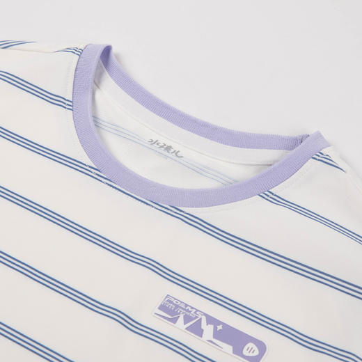 水孩儿童装夏季女童短袖男童圆领衫运动时尚休闲透气条纹洋气 商品图1