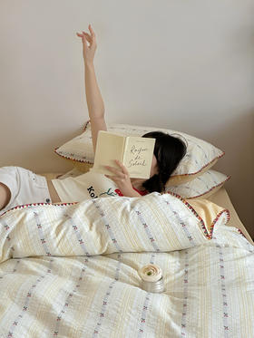 【春暖花开】2025春新款！全棉水洗棉色织提花贝壳边四件套 图案精美清新 恰到好处的点缀 四季可用高颜值卧室床品