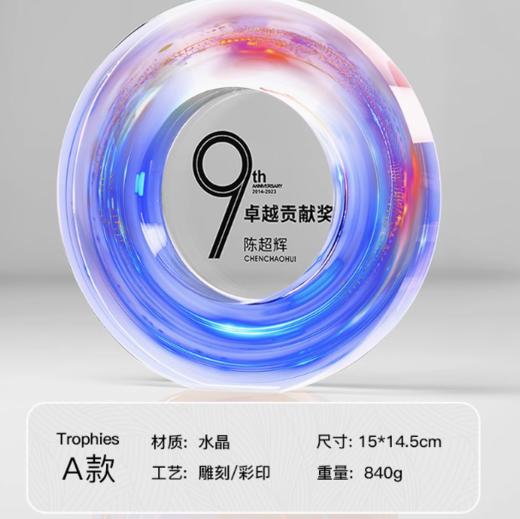 水晶奖杯定制定做高档创意彩印刻字荣誉奖牌年会优秀员工颁奖订制 商品图9
