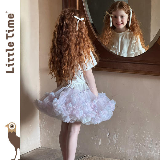 Littletime女童半身裙2025新款夏装小女孩公主风立体网纱tutu半裙 商品图3