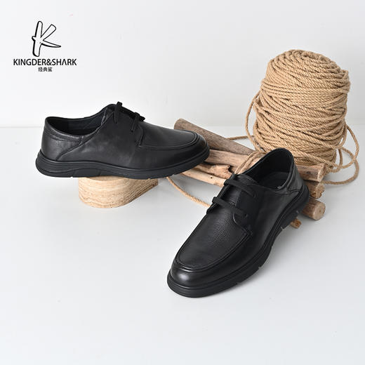 经典鲨2025年春季新款男士百搭黑色正装商务皮鞋KW266-513021 商品图3