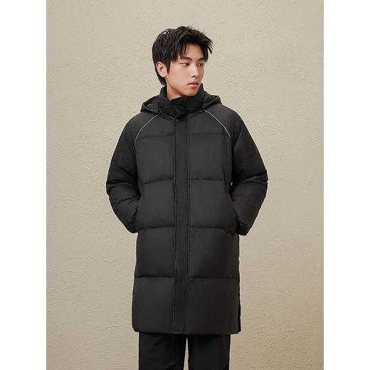 GXG撞色休闲简约连帽羽绒服保暖鸭绒长款羽绒服男  冬季热卖 商品图2