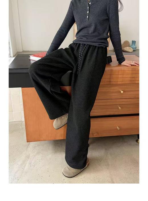 七夕福利-NO退【春秋】糯叽叽-花色绳压褶宽版显瘦直筒裤阔腿裤79198-喜出 商品图5