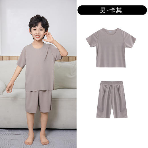 【夏季新款❗️超亲肤儿童家居服】丝绸般手感，超舒服无痕冰丝男童短袖宽松两件套女童睡衣睡裤 商品图5
