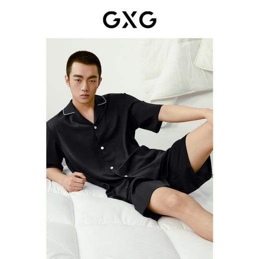 GXG男士家居服轻薄肌理感短袖短裤睡衣男翻领居家套装季热卖 商品图3