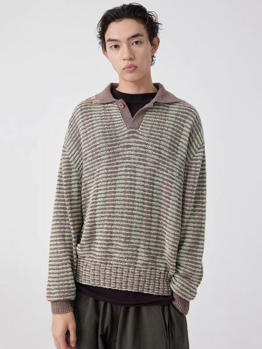 Simple Project/M2512/条纹撞色手缝线POLO针织衫 商品图0