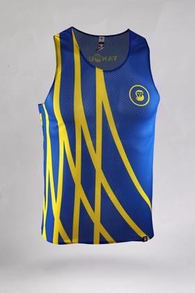 严素跑步背心，蓝色赛道,蓝黄男/女款，轻量，快干，严素态度