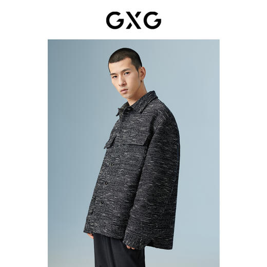 GXG男装 黑色翻领夹克 秋季热卖极简未来系列夹克 商品图2