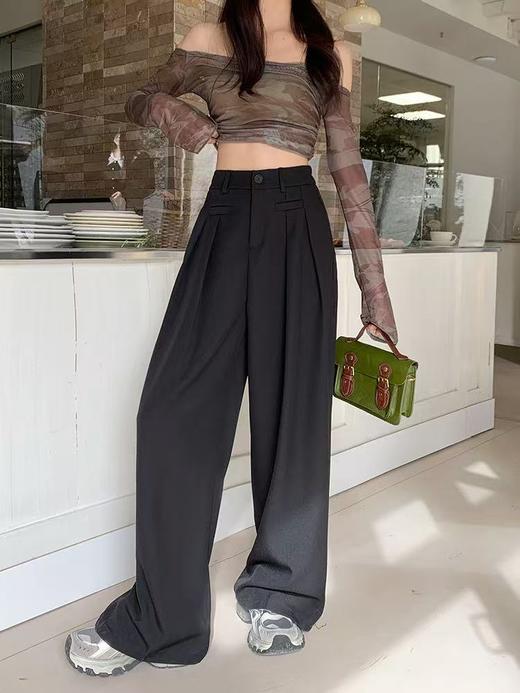 418感恩价【春上新】高级感西装阔腿裤春季宽松显瘦休闲拖地裤5808-喜出 商品图7