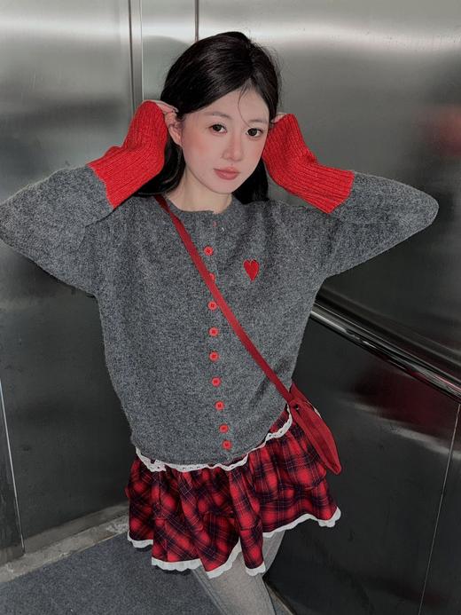 【YW】无忧购韩系拼接撞色爱心logo软糯开衫针织毛衣1918(截单后7天发货) 商品图6