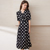 EITIE爱特爱时尚撞色波点收腰气质V领长裙显瘦连衣裙2025夏季新款B2507626 商品缩略图2